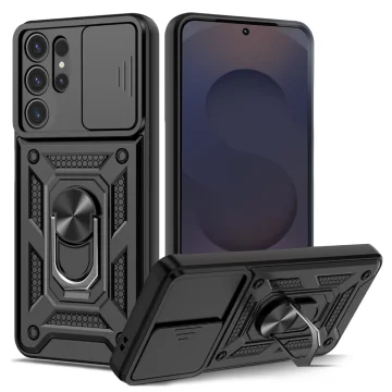 Pouzdro pro Apple iPhone 16 obrněné Slide Case Ring pouzdro ochrana fotoaparátu Camshield Alogy černé