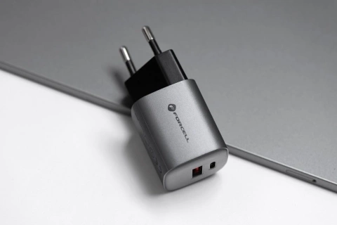 Nabíjačka FORCELL F-ENERGY GaN typ C USB A PD QC4.0 3A 33W šedá
