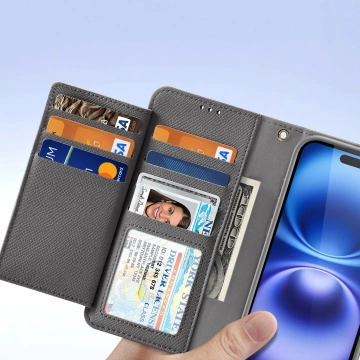 iPhone 16 MagSafe Lederhülle Dux Ducis Lawa Wallet – Grau