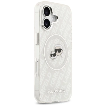 Etui Ochronne do iPhone 17 Karl Lagerfeld IML Glitter K&C Heads MagSafe Szary
