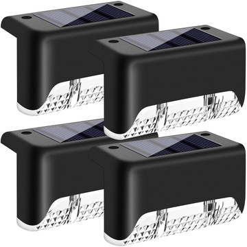 LED solárne záhradné svietidlo, sada x8, na terasu, balkón, schody, zábradlie, so súmrakovým senzorom, AAA batéria, čierna