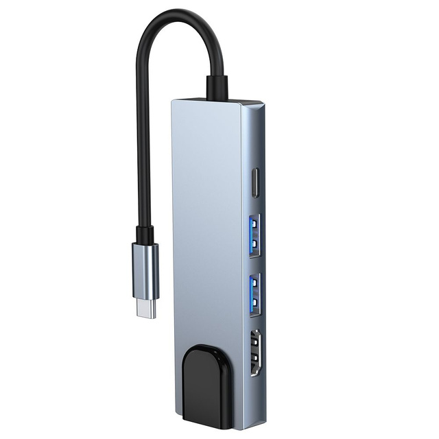 Hub adaptér USB V3-HUB 5w1 USB-C šedý