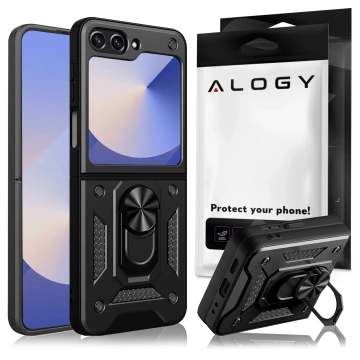 Чохол для Samsung Galaxy Z Flip 6 Armored Case Stand Ring Alogy чорний
