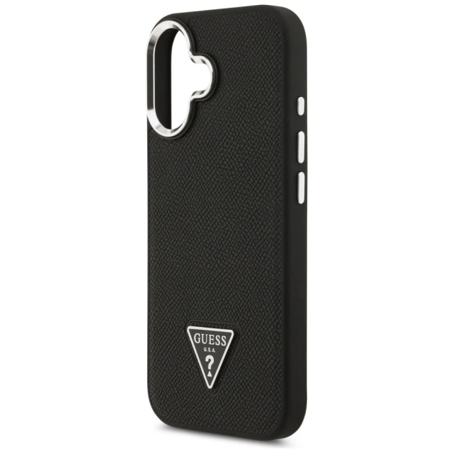 Etui Guess Grained Triangle Logo MagSafe do iPhone 17 Czarny