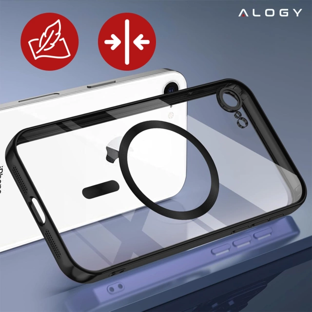 Etui do Apple iPhone 16e Alogy LuxeShield™️ Glamour Luxury Ring obudowa do MagSafe z osłoną aparatów Czarne