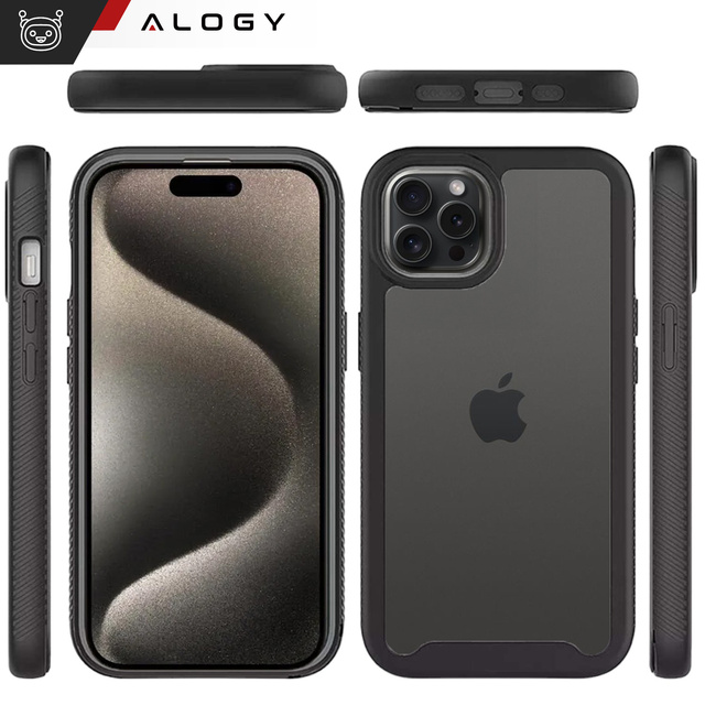 Чохол для iPhone 15 Pro Max броньована кришка гідрогелева плівка Case Defense 360 Pro Alogy black