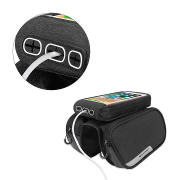 Wozinsky taška na rám na bicykel odnímateľné puzdro na telefón do 6,5" 1,5 l čierne (WBB7BK)