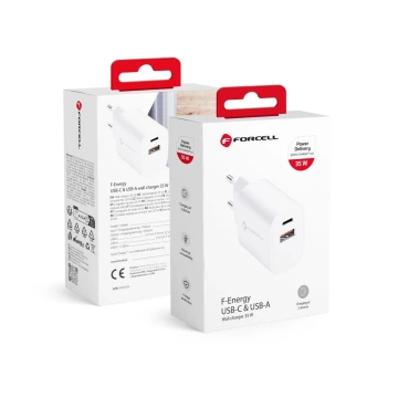 FORCELL F-ENERGY nástenná nabíjačka typu C USB A PD QC4.0 3A 35W biela