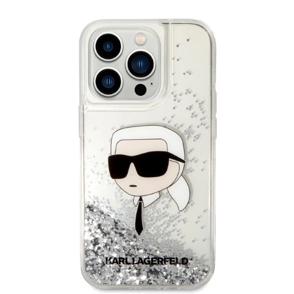 Etui Karl Lagerfeld KLHCP14LLNKHCH na iPhone 14 Pro 6,1" pevné puzdro Glitter Karl Head