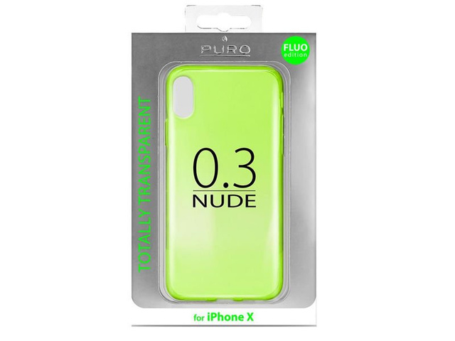 Etui PURO 0.3 Nude Apple iPhone X/Xs Fluo Grün