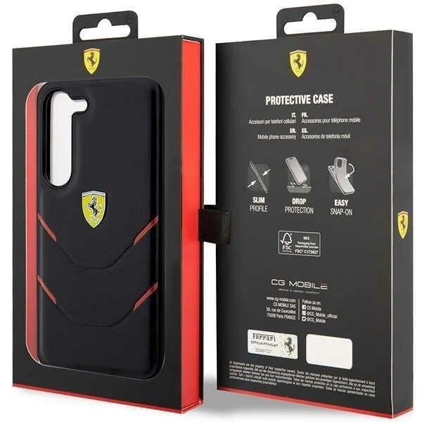 Чохол Ferrari для Samsung Galaxy S23 HardCase Hot Stamp Lines чорний
