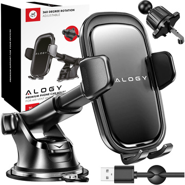 Držiak telefónu do auta, okienko, mriežka, kokpit, palubná doska, auto, auto, pre 7" telefón Alogy 3v1 čierny organizér