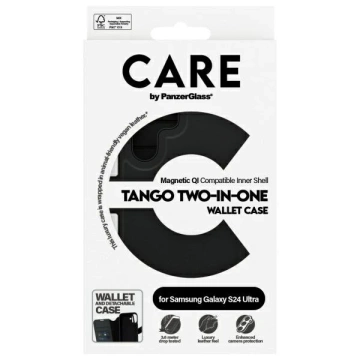 Hülle für Samsung Galaxy S24 Ultra CARE von PanzerGlass Feature Tango Wallet 2in1 Schwarz