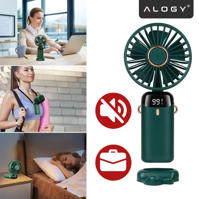 Ventilator Ventilator Handventilator Kabellos Alogy Desktop Tragbarer Handheld mit Telefonhalter USB-C Marineblau