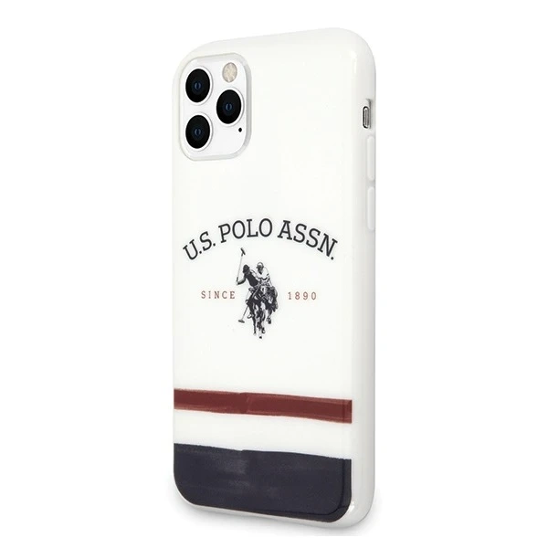 Pouzdro na telefon US Polo USHCN65PCSTRB pro Apple iPhone 11 Pro Max bílá/bílá Tricolor Pattern Collection