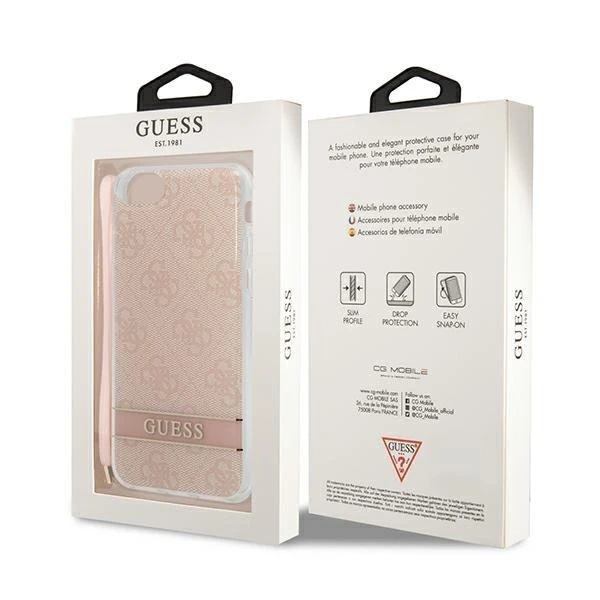 Guess phone case for iPhone SE 2022 / SE 2020 / 7/ 8 pink/pink hardcase 4G Print Strap