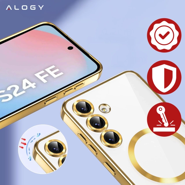Samsung Galaxy S24 FE Alogy LuxeShield™️ Glamour Luxury Ring MagSafe Case with Camera Cover Gold