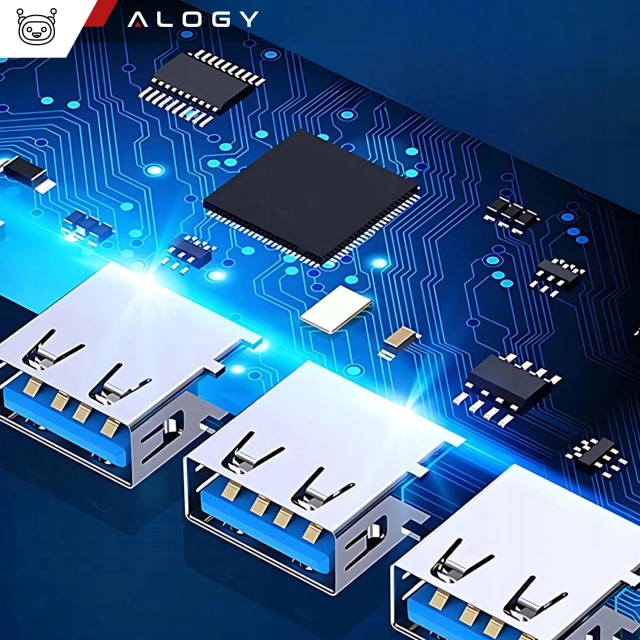 HUB-Splitter Alogy-Adapter für Computer-Laptop mit USB-C auf 3x USB-A 2.0 1x USB-A 3.0 Grau