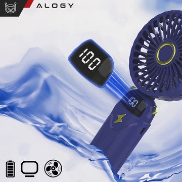 Fan fan handheld desk fan Alogy wireless portable standing with phone stand Navy blue