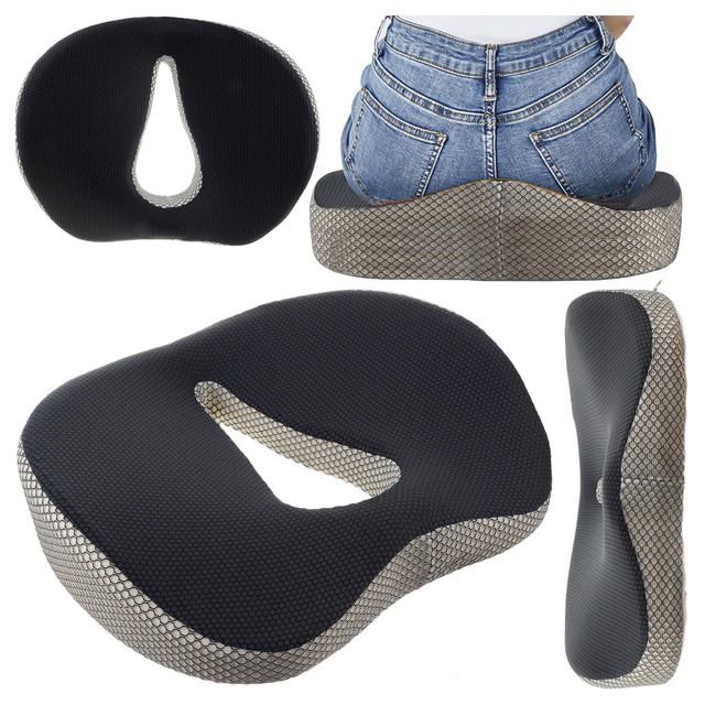 Ортопедична подушка для стільця Сидіння для робочого стільця, комп'ютерного крісла, автокрісла, водійського сидіння, Чорний