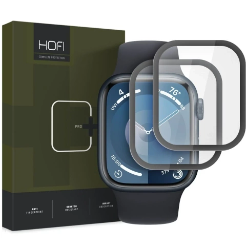Гібридне скло Hofi Hybrid Pro 2-Pack для Apple Watch 7/8/9 (45 мм) чорне