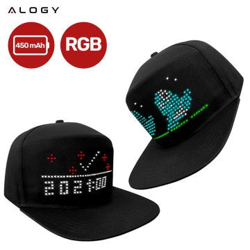 Бейсболка Alogy PixelCap™ LED із RGB-світлодіодним підсвічуванням, Bluetooth Pixels, керування за допомогою мобільного телефону, додаток Pixel, чорна