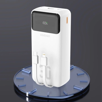 Powerbank Dudao K15MAX 30000mAh 22.5W z kablami USB-C i Lightning Biały
