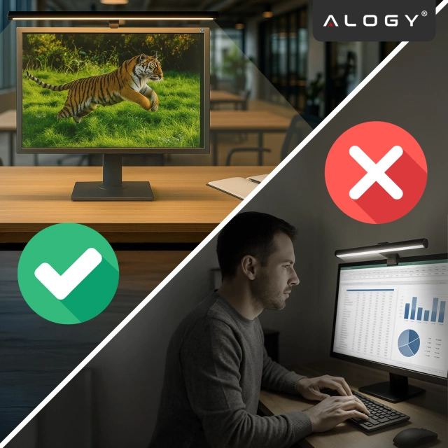 Lampka LED na Monitor komputer Biurko Alogy ProView™ Regulowana dotykowa na szerokie biurko Czarna