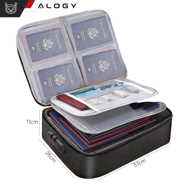 Alogy Bag for Documents with Number Lock - 37x26x11cm Black