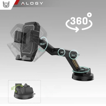 7,2-Zoll-Autotelefonhalter für LKW, Bus, LKW, Bagger, Auto, 43 cm lang, für das Cockpitfenster, Alogy, Schwarz