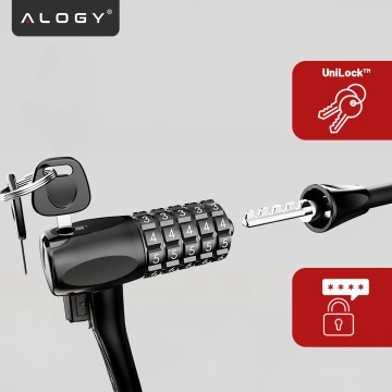 Велозамок велосипедний замок міцний трос 120 см Alogy велосипедний захист з кодовою комбінацією ключ чорний