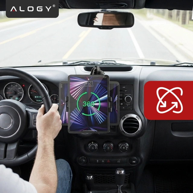 Автомобільний тримач для планшета телефон кокпіт лобове скло Alogy для автомобіля з довгим кронштейном 4-13" чорний