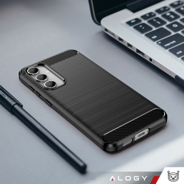 Чохол для Samsung Galaxy S23 FE броньована задня телефонна кришка чохол Alogy Carbon Silicone black