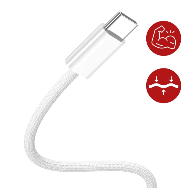 Kábel Apple USB-C na USB-C 1 m, 60 W, biely, odolný, originálny