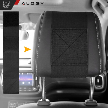 2x Držák na opěrku hlavy do auta pevný suchý zip pro čtečku tabletu Alogy Car flexibilní černý