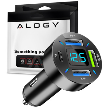 Автомобільний зарядний пристрій Alogy 66 Вт 3x USB 1x USB-C Type C Quick Charge QC 3.0 PD