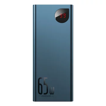 Powerbanka Baseus Adaman Metal 20000mAh, PD, QC 3.0, 65W, 2xUSB USB-C micro USB, (niebieski)