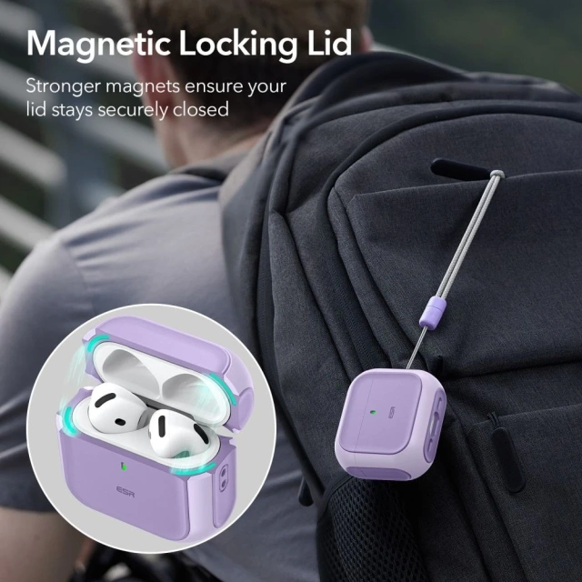 Ochranné puzdro pre slúchadlá ESR Orbit Halolock MagSafe Apple AirPods 4 Purple
