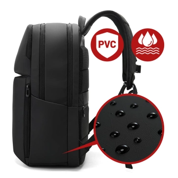 Водонепроникний рюкзак Bange для ноутбука 15.6", city traveler, 45х30х16 см, для роботи, літака, чоловічий, жіночий, з USB портом Чорний