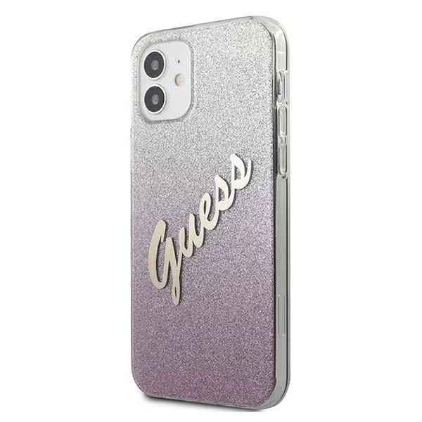 Guess GUHCP12SPCUGLSPI iPhone 12 mini 5,4" różowy/рожевий твердий чохол Glitter Gradient Script