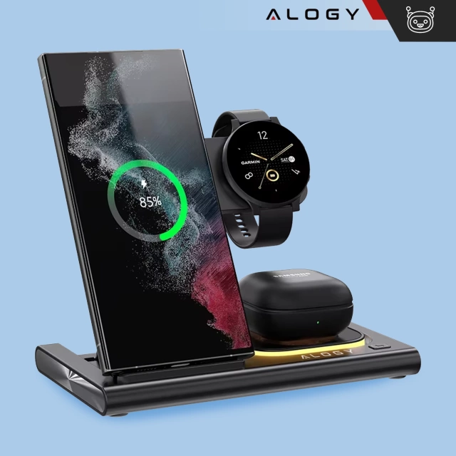 Bezdrôtová nabíjačka pre Samsung: Bezdrôtová nabíjacia stanica 3 v 1 pre Samsung Galaxy Watch 7/6/5/4/3 Pro Classic, Galaxy Buds pre S24 Ultra, S23, S22, S21, S20, Note 20/10, Z Fold