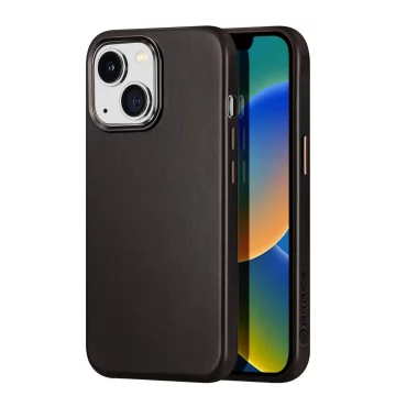 Dux Ducis Naples case for iPhone 14 leather case (MagSafe compatible) dark brown