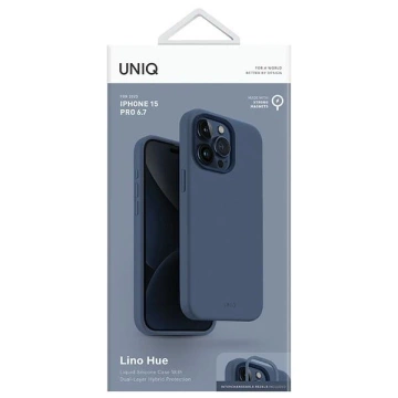 UNIQ puzdro Lino Hue pre iPhone 15 Pro Max 6,7" Magclick Charging tmavomodrá/námornícka modrá