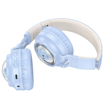 HOCO W50 Bluetooth-Kopfhörer, blau, mit RGB-Hintergrundbeleuchtung