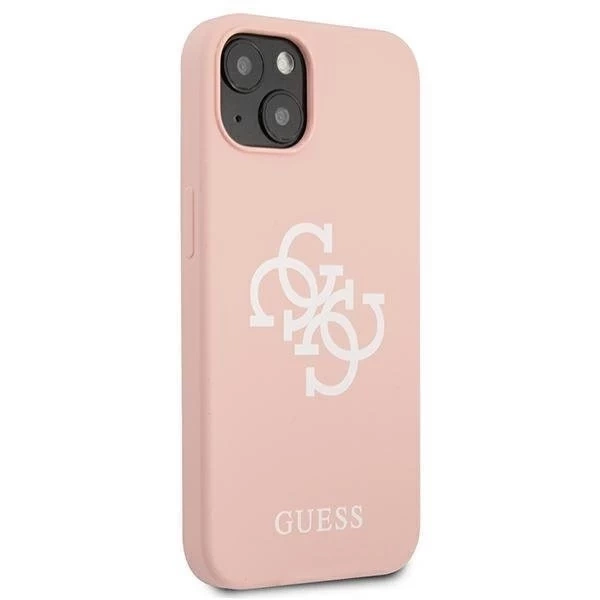 Guess GUHCP13SLS4GWPI iPhone 13 mini 5,4" różowy/ružové pevné puzdro Silikónové 4G logo