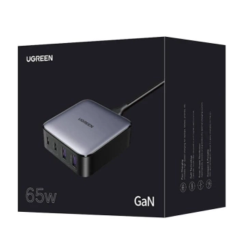 Настінний зарядний пристрій UGREEN CD327 Nexode, 2x USB-C, 2x USB-A, GaN, 65 Вт (сірий)