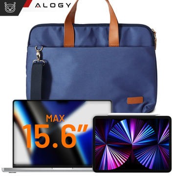 Men's and women's shoulder briefcase bag for laptop tablet 15.6 inch fabric travel cover Alogy Navy Blue