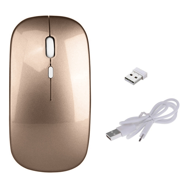 Wireless mouse optical computer mouse silent 2.4G 10m 4D slim Gold