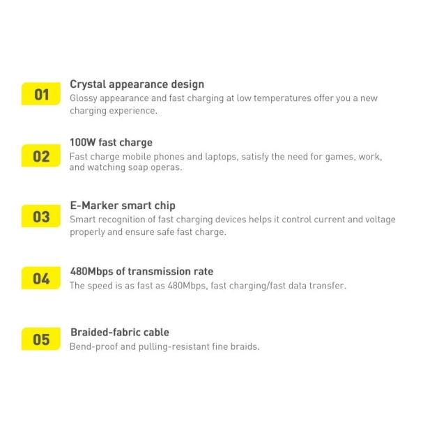 Kábel Baseus Crystal Shine Series USB kábel pre rýchle nabíjanie a prenos dát USB Typ C - USB Typ C 100 W 1,2 m fialový (CAJY000605)