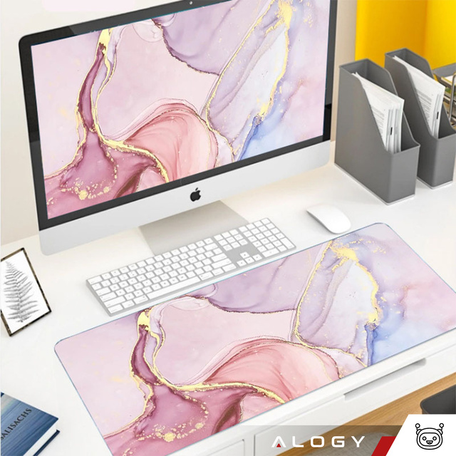 Podložka na stôl pod klávesnicu myši Protišmyková herná ochranná podložka xxl 88x40 Alogy Marble Pink